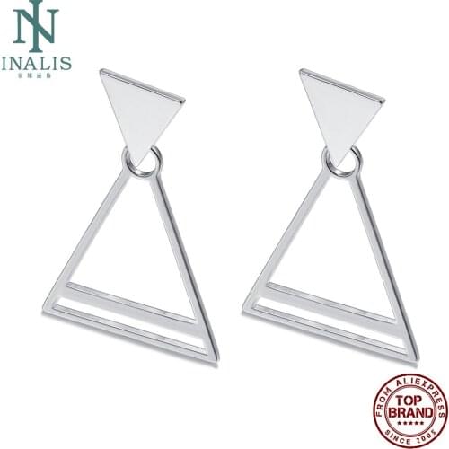 INALIS White Double Triangle Trend Drop Earrings For Women Simple Creativity Copper Earring Party Fashion Jewelry Free Shipping