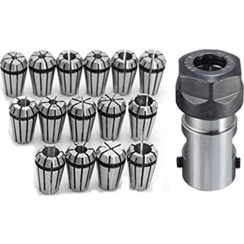 JFBL Hot Er11 Collet Set,15Pcs Er11 1-7Mm Spring Chuck Collet with Er11 5Mm Extension Rod Holder Collet Cnc Milling Lathe Tool S