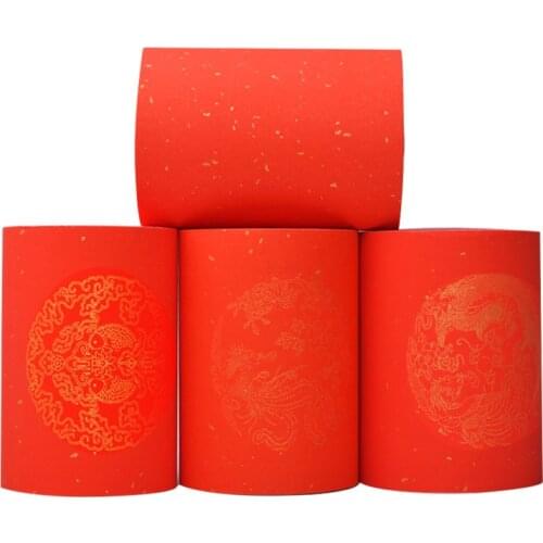 Spring Festival Couplets Chinese Xuan Paper Half-Ripe Rice Paper for Couplet Calligraphy Paper Dragon Red Gold Foil No-fading
