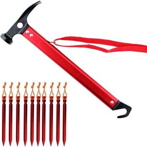 Outdoor aluminum alloy mountaineering camping hammer multi-function tent canopy nail hammer pull nail hook handle hammer