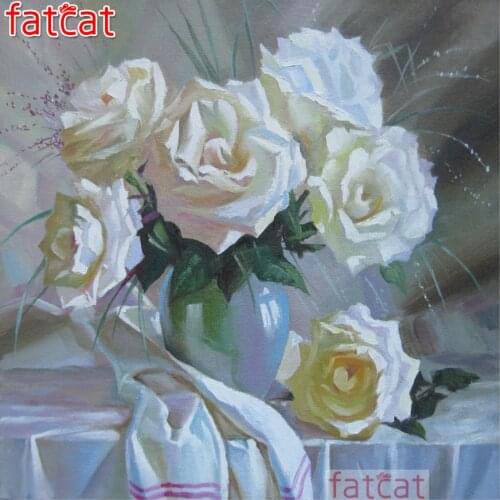 FATCAT 5D Diy Diamond Painting Abstract white flower Diamond Embroidery Sale Full Square Round Drill Mosaic decoration AE3137