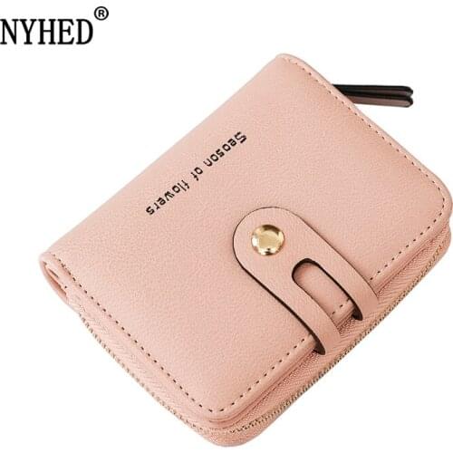 NYHED womens purse fashion new small female short wallet girls small pouch card and coin purses
