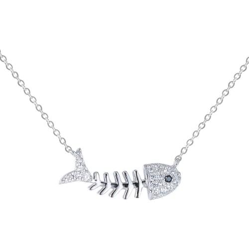 S925 Sterling Silver Necklace Niche Fish Bone Necklace Silver Jewelry Gift Necklaces
