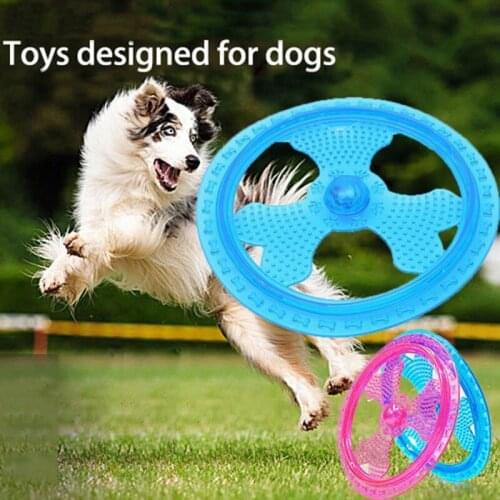 Pet TPR Flying Discs With Flashing LED Lights Dog Training Ring Resistant Bite Toy Outdoor Interactive Game Playing Products