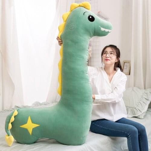 75/95CM Big Size Unicorn Dinosaur Giraffe Plush Toy Cute Long Neck Animal kawaii Pillow Kids Baby Cartoon Appease Cushion Dolls