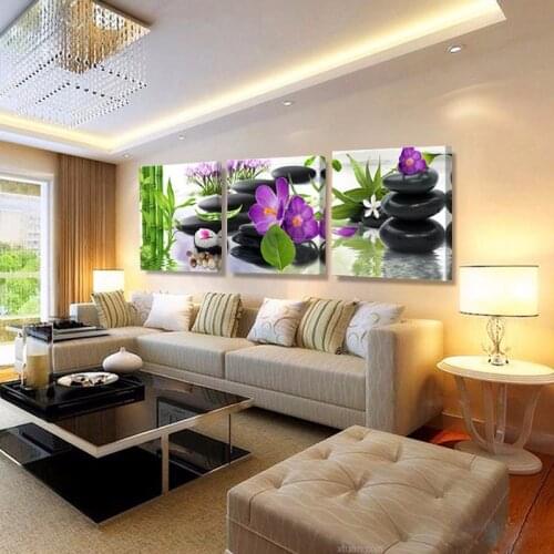 Full Square/Round 3Pcs 5D DIY Diamond Painting Bamboo Flowers for Kitchen Dining Room Pictures of Rhinestone Embroidery C979