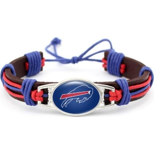 American League West Football Buffalo Team Bills Hand Woven Adjustable Leather Bracelet Bangles Jewellery
