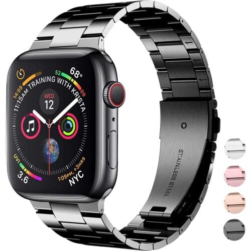 Band for Apple Watch Strap 44mm 40mm Series 6 SE 5 4 3 iwatch band 42mm 38mm Women Men Business Solid Stainless Steel strap