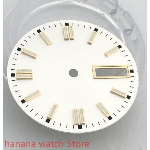 NO BLIGER LOGO Sterile 29mm dial date kit is suitable for NH36 night plate parts male watch movement dial white