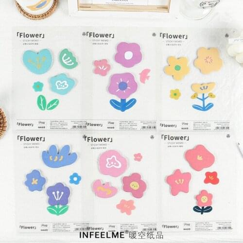 Cute Cartoon Flowers and Plants Combination Sticky Notes School Supplies Diary Decorations Message Sticky Notes Kawaii Planner