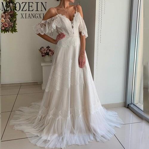 Ivory Wedding Dresses 2019 Bridal Dress Lace A-Line Off The Shoulder Court Train Wedding Dress robe de mariage