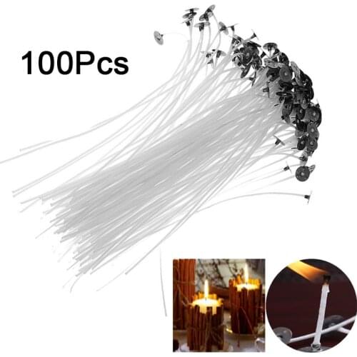 Candle Wicks Smokeless Wax Pure Cotton Core DIY Candle Making Pre-waxed Wicks Party Supplies 15cm 100Pcs/Set