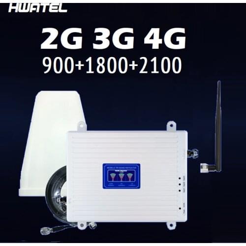 900 1800 2100 mhz Cell Phone Booster Tri Band Mobile Signal Amplifier 2G 3G 4G LTE Cellular Repeater GSM DCS WCDMA Set HWATEL