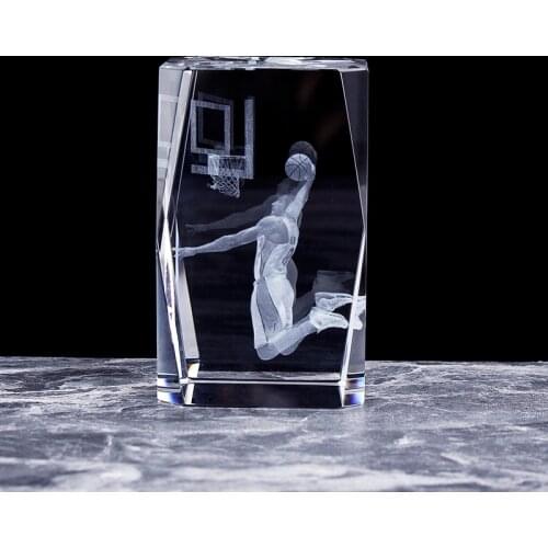 Forever Manba Kobe Bryant Dunk 3D Image Laser Inside Crystal Cube Figurines Statues Desk Decoration