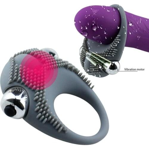 Penis Vibrating Ring Delay Ejaculation Bullet Vibrator Clitoris Massager Adult Sex Toys for Men Male Cock Silicone Rings
