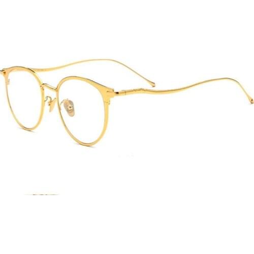 Vintage Pure Titanium Round Glasses Frame Unisex Full Rim Optical Eyewear Ultralight Clear Lens Prescription Myopia Eyeglasses