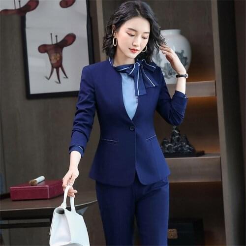 Womens Suits Commute Autumn And Winter New Single Buckle Professional Slim Trousers Ladies' Interview Two-Piece Suit s-5xl