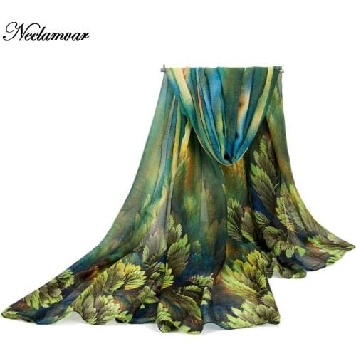 Neelamvar Autumn and Spring scarf women fashion long echarpe leaves printed scarves ladies stoles warm shawls hijab for women