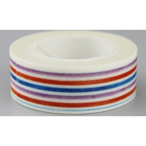 1.5cm color stripes Adhesive Tape for Scrapbooking DIY Craft Sticky Deco Masking Japanese Paper Washi Tape