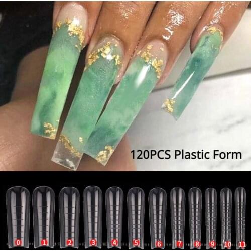 Easy To Use 120PCS Plastic Dual Forms with Scale Mark for Manicure Quick Building Mold Tips Finger Extension Nail Art UV Builder