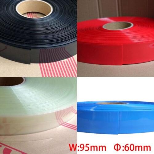 2M Blue Black Clear 95mm Width 60mm Dia Battery Pack DIY Insulation Protective Casing PVC Heat Shrink Tubing Shrinkable Tube
