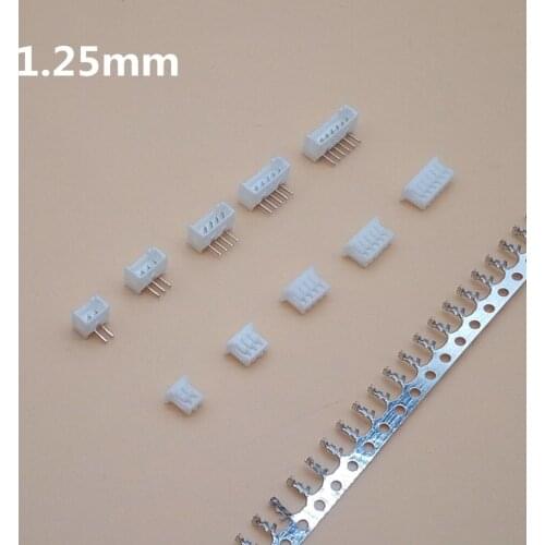 20sets MICRO JST 1.25 2/3/4/5/6/7/8/9/10 pin connector 1.25MM PITCH Right Angle pin header + Housing + terminal 1.25-2p/3p/4p/5p