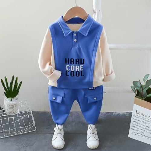 2021 Spring Autumn Baby Boys Patchwork T-shirt And Pants 2Pcs Cotton Suits Children Clothing Sets Toddler Cartoon Tracksuits