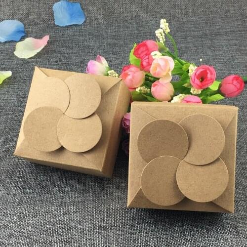 30PCS 8x8x3.5cm Brown Kraft Craft Paper Jewelry Pack Boxes Small Gift Box For Biscuits Handmade Soap Wedding Party Candy box