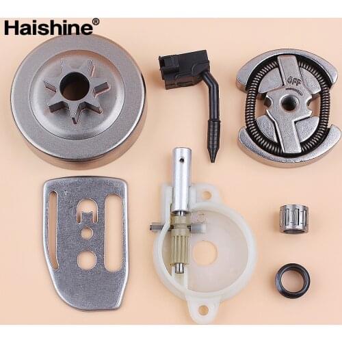 .325 7T Clutch Drum Oil Pump Worm Gear Bar Plate Kit For Husqvarna 136 137 141 142 36 41 Chainsaw 530069342 530014949