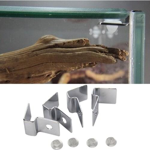 4Pcs Stainless Steel Aquarium Fish Tank Angle Brackets Glass Fixed Cover Clip Clamp Bracket Holder Lamp Filter Barrel
