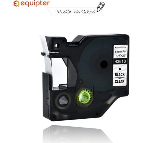 6mm 43610 Black On Clear Label Tapes Ribbon Cassette Compatible Dymo D1 Label Printer For Dymo Label Printer Dymo LM160 LM280
