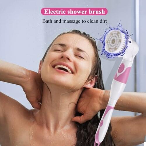 Automatic Shower Brush 4 In 1 Multifunctional Electric Bath Cleaning Massage Brush Waterproof Anti-slip Shower Spa Tool