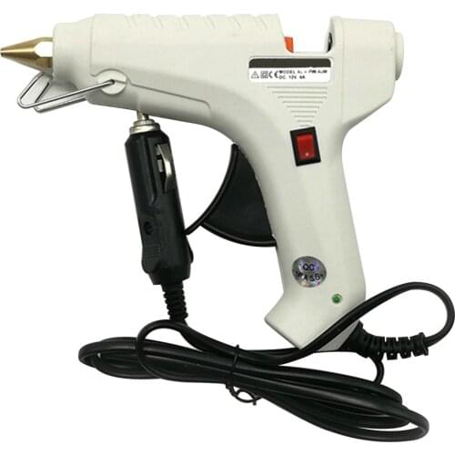 Car Universal Hot Melt Glue Gun 40W 12V 47in Long Cable with Cigarette Lighter Plug White