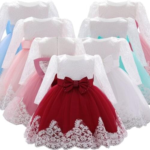 2021 Christening Princess Toddler Birthday Party Ball Gown Baby Girl Summer Dress Lace Vestidos Newborn Children Baptism 1 Year