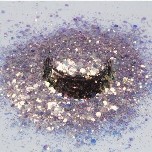 1.63oz Flake Glitter For Nail Designs Wholesale 50g 3d Nail Flakes Sequins Hexagon Mixed Paillette Powder Femme Sparkly DIY Tips