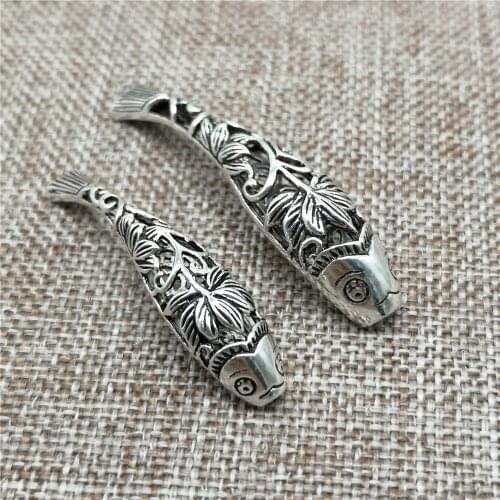 925 Sterling Silver Lotus Fish Curve Tube Beads for Bracelet Necklace