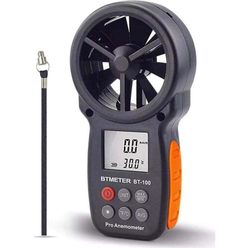 Digital Anemometer Handheld Wind Speed Meter BT-100 for Measuring Wind Speed, Temperature and Wind Chill with Backlight LCD