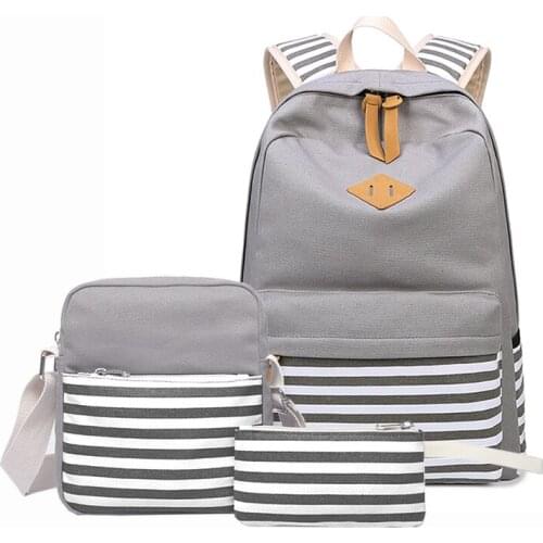 FABREACNDY 3pcs/set Canvas Fringe Women Backpack Student School Bag with Purse Laptop Bagpack Lady School Bag for Teenager Girls