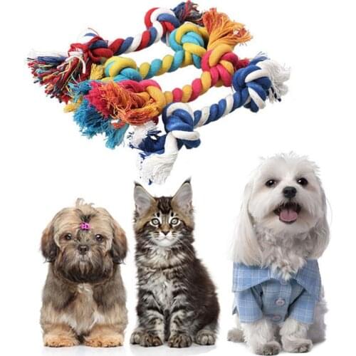 Pets Dogs Pet Supplies Dog Puppy Cotton Chew Tooth Cleaning Levert Knot Toy Durable Toy Rope Braided Bone Rope 17CM Funny Tools