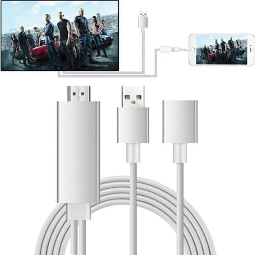 1M USB to HDMI-compatible Mirror Cast Convert Cable with Audio MHL for iPhone iPad Lighting Android Phone Mi Micro USB