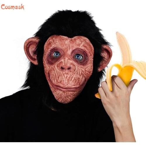 Cosmask Halloween Monkeys Funny Gorilla Masks Party For Latex Masks Of Long-Haired Big-Eared Monkeys