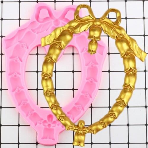 Love Mirror Frame Cake Border Fondant Mold Baby Cookies Baking Silicone Cake Decorating Tools Candy Polymer Clay Chocolate Molds