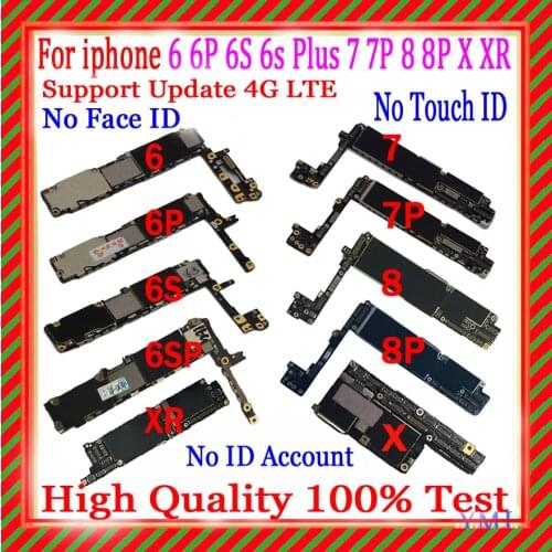 Full unlocked for iphone 6 6Plus 6S 6s Plus 7 7 Plus 8 8 plus X xr Motherboard No Touch ID/No Face ID 100% Original iphone 7