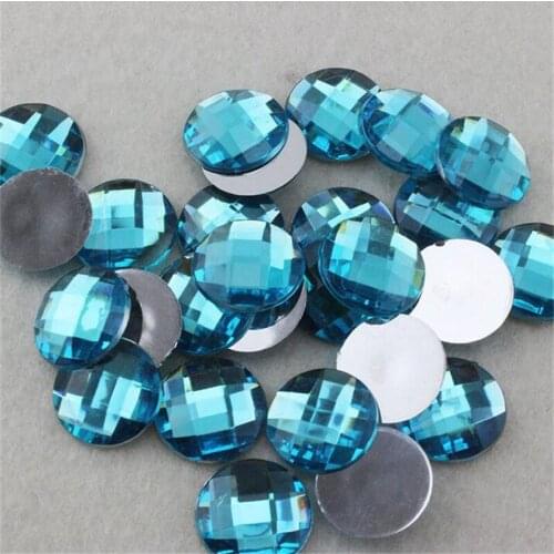 MHS.SUN Aqua Blue Color Round Acrylic Rhinestones 6-30MM Flatback Acrylic Crystal DIY Accessories Wedding Dress Decoration
