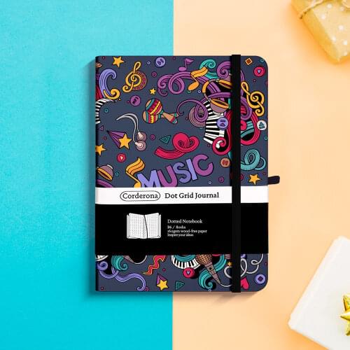 B6 160gsm Dotted Bullet Notebook Travel Journal Music Guitar Hardcover Elastic Band Planner Diary