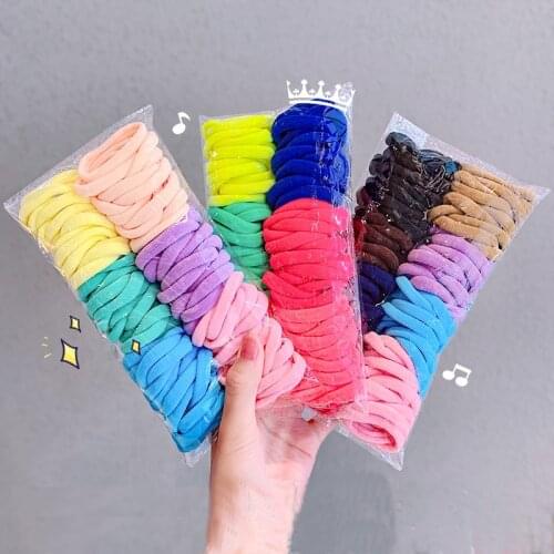50pcs/lot Solid Hair Rubber Bands Ring Hair Scrunchies Set Simple Ponytail Holder Nylon Elastic Hair Bands Tied Hair Headdress