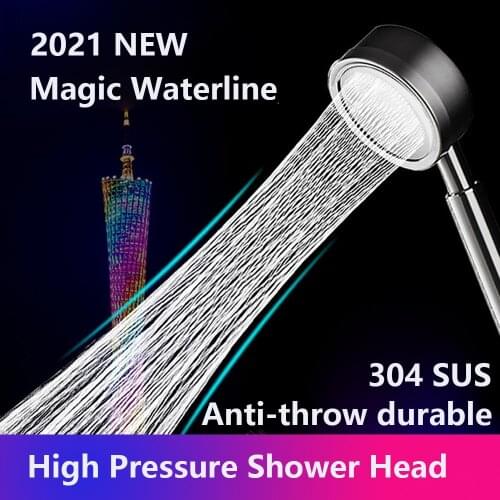 Brushed Stainless Steel Body High Pressure Round Water Saving Shower Head Bathroom Accessorie Universal Fitting