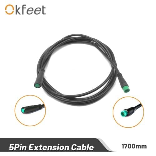 Okfeet Julet Cable Ebik 5 Pin Conversion Convert Line Waterproof Extension Cable Wire for Throttle Display Ebrake Light