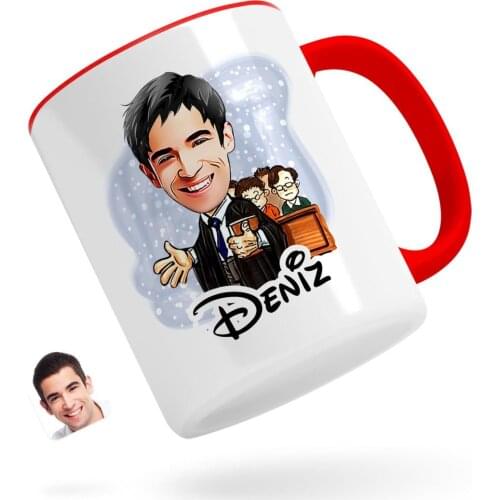 Personalized Men 'S Attorney Caricature Of Red Mug Bardak-2