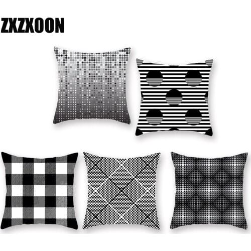 Simple Geometric Cushion Covers White and Black Geometry Wove Pillow Case for Home Sofa Chair Decorative Pillowcases